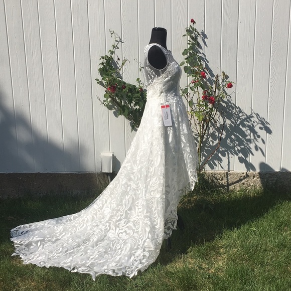 *HP!* JJs House A-Line Hi-Lo Lacey Wedding Dress - Picture 3 of 11